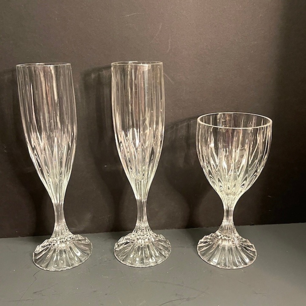 Vintage Mikasa Park Lane Crystal Flute Goblet Replacement Stemware Set of 3